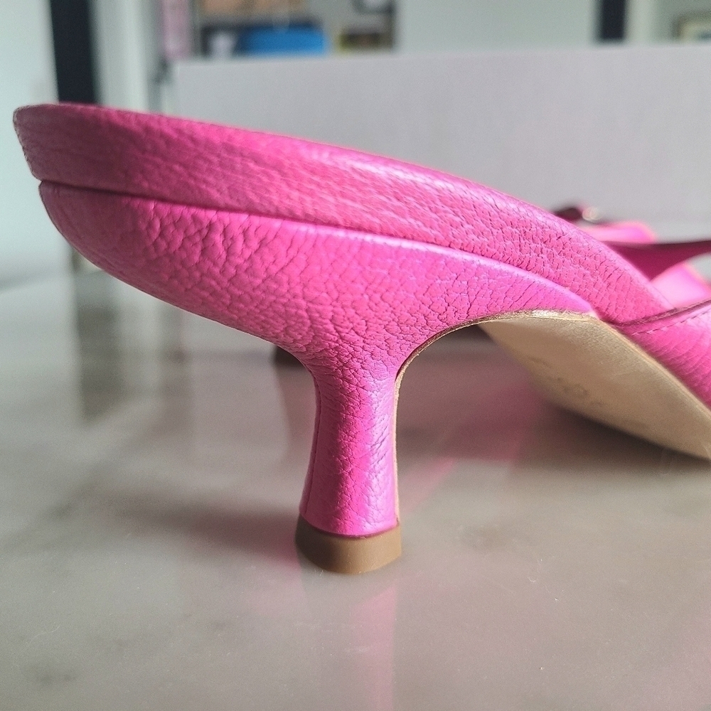 BY FAR Erin Grained Leather Mules, Size 8, Hot Pink, NIB - Picture 17 of 17